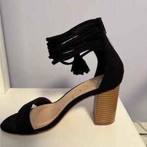Black Suede Heeled Sandals